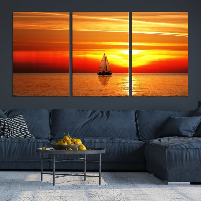 A Sailboat to the Sunset Canvas Print