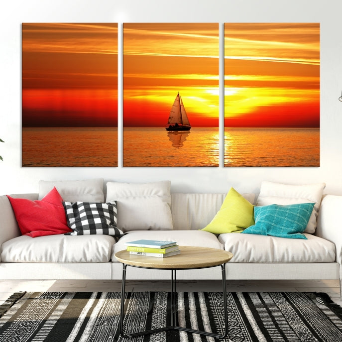 A Sailboat to the Sunset Canvas Print