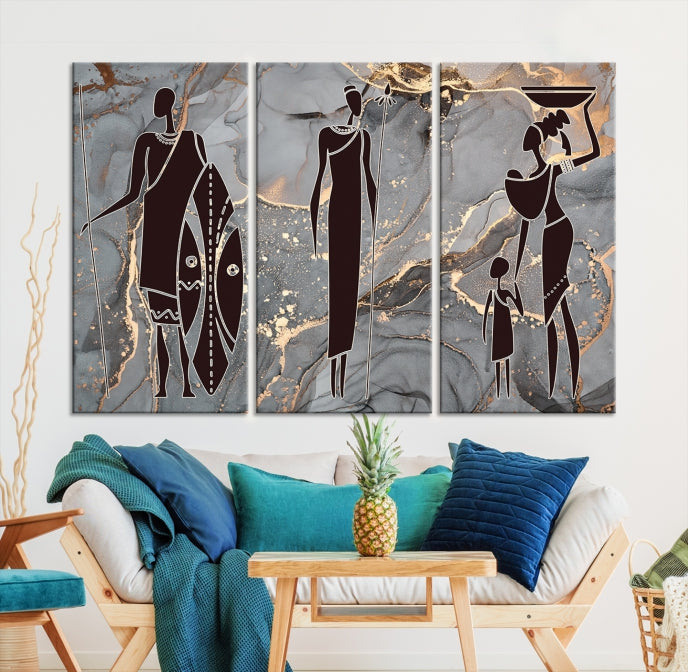 African Women Abstract Painting Canvas Wall Art Print