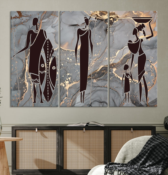 African Women Abstract Painting Canvas Wall Art Print