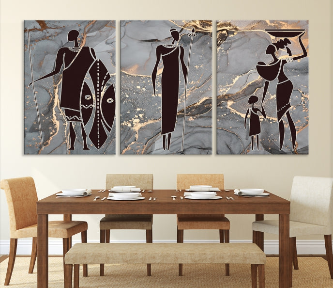 African Women Abstract Painting Canvas Wall Art Print