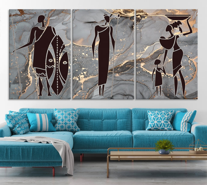 African Women Abstract Painting Canvas Wall Art Print