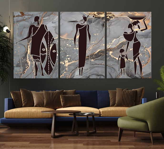 African Women Abstract Painting Canvas Wall Art Print