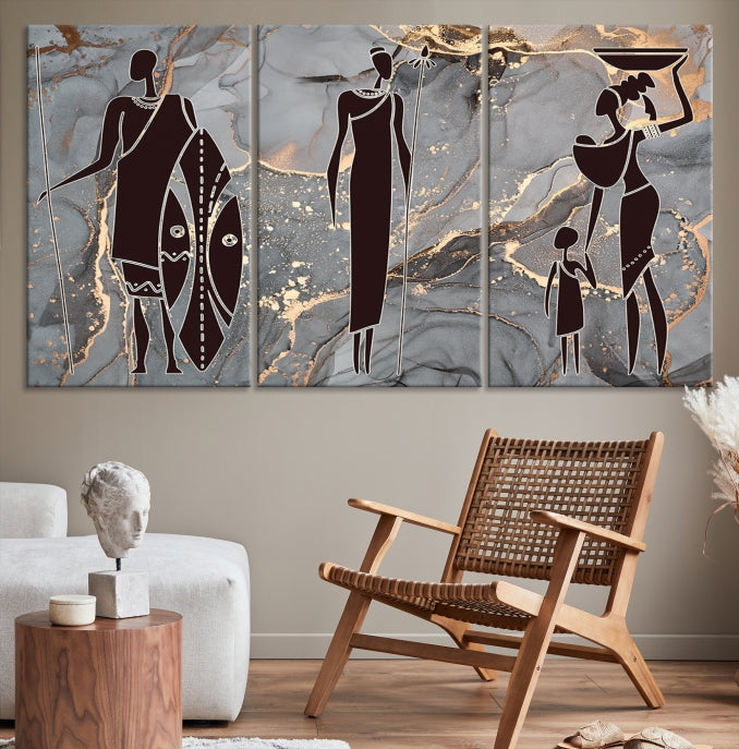 African Women Abstract Painting Canvas Wall Art Print