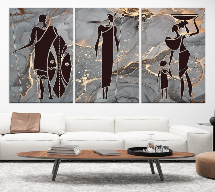 African Women Abstract Painting Canvas Wall Art Print