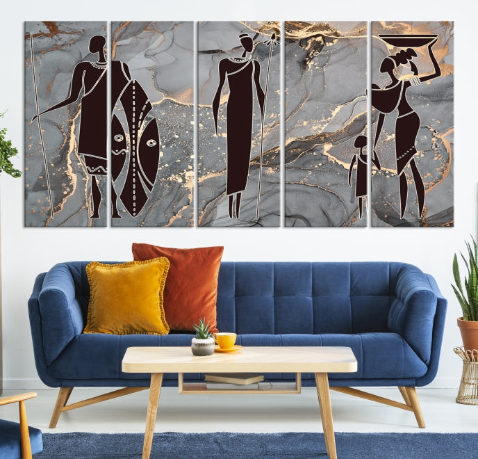 African Women Abstract Painting Canvas Wall Art Print