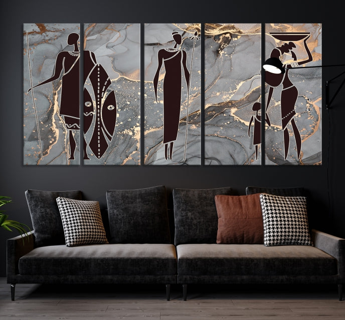 African Women Abstract Painting Canvas Wall Art Print