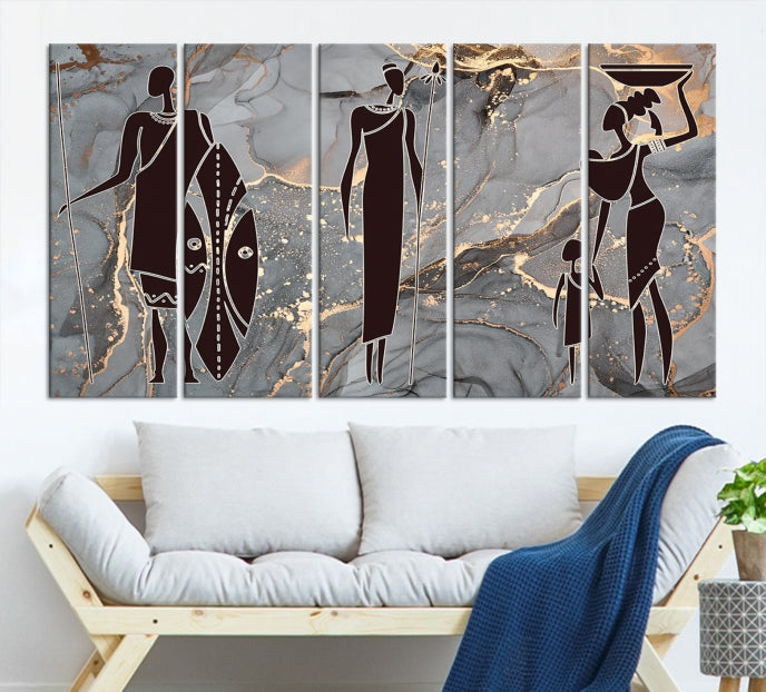 African Women Abstract Painting Canvas Wall Art Print