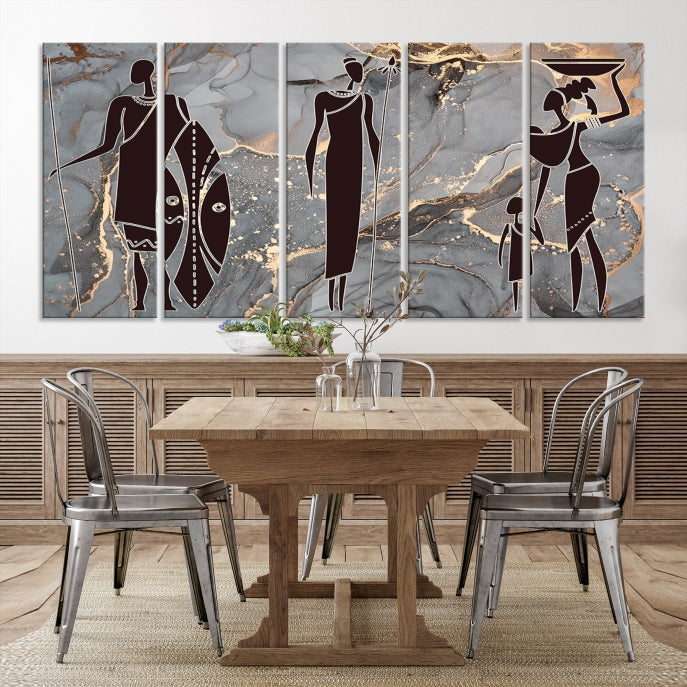 African Women Abstract Painting Canvas Wall Art Print