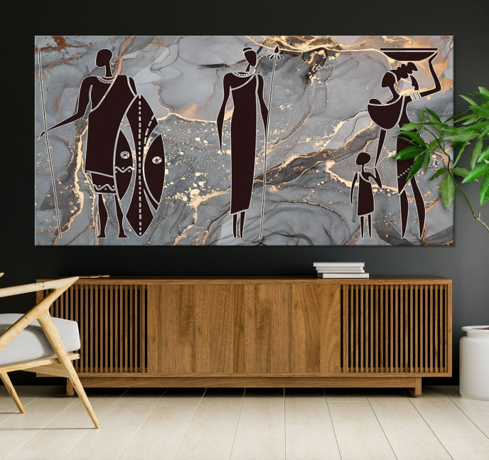 African Women Abstract Painting Canvas Wall Art Print