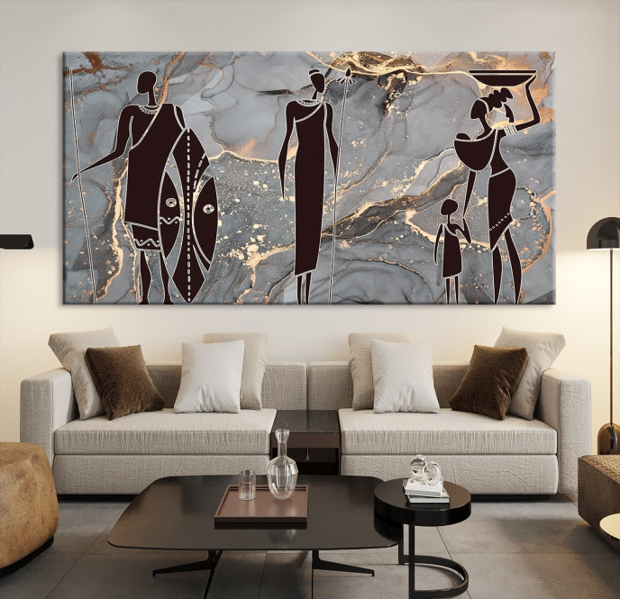 African Women Abstract Painting Canvas Wall Art Print