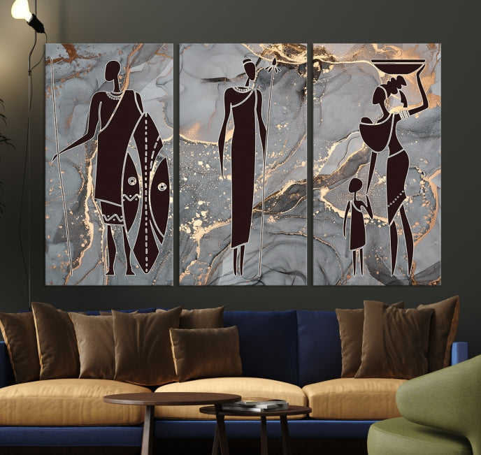 African Women Abstract Painting Canvas Wall Art Print