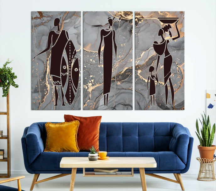 African Women Abstract Painting Canvas Wall Art Print