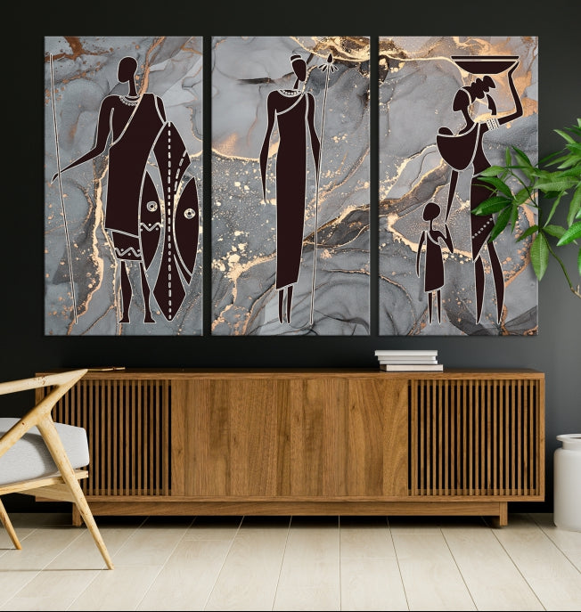 African Women Abstract Painting Canvas Wall Art Print