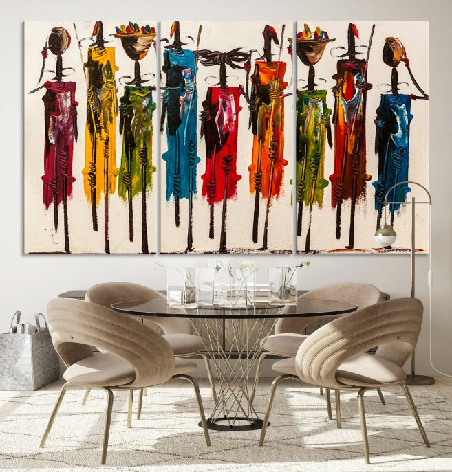 Abstract African Women Painting Large Wall Art Framed Canvas Print