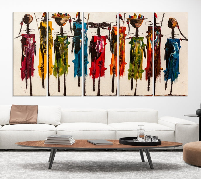 Abstract African Women Painting Large Wall Art Framed Canvas Print