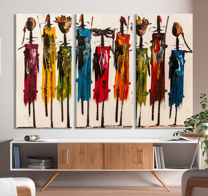 Abstract African Women Painting Large Wall Art Framed Canvas Print