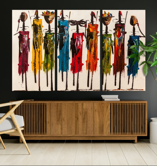 Abstract African Women Painting Large Wall Art Framed Canvas Print