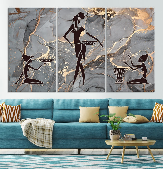 Abstract African Women Wall Art Canvas Print Framed Ready to Hang