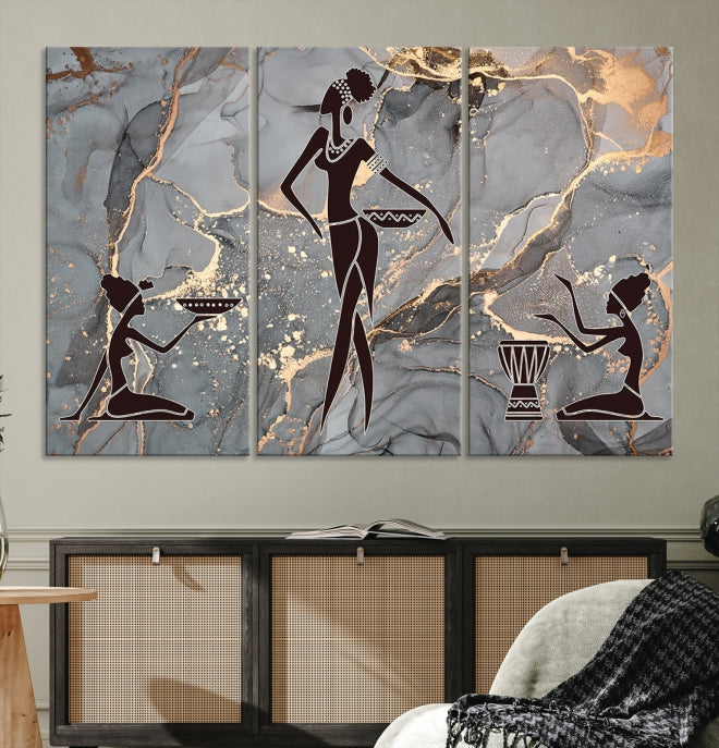 Abstract African Women Wall Art Canvas Print Framed Ready to Hang