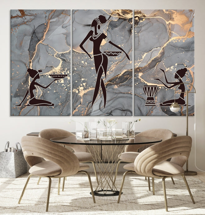 Abstract African Women Wall Art Canvas Print Framed Ready to Hang