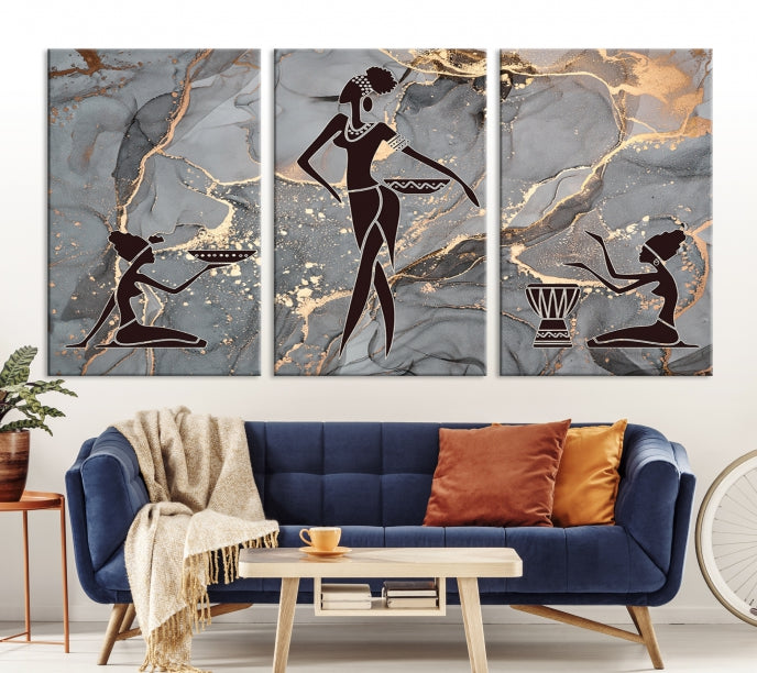 Abstract African Women Wall Art Canvas Print Framed Ready to Hang