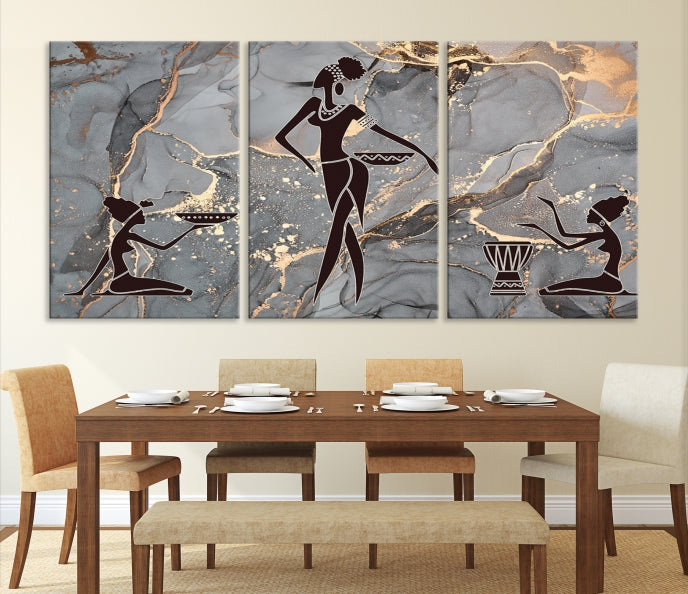 Abstract African Women Wall Art Canvas Print Framed Ready to Hang