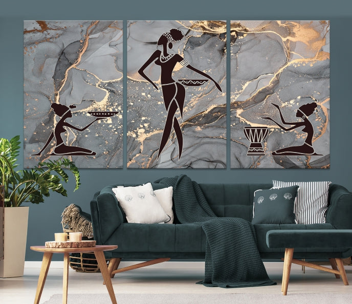 Abstract African Women Wall Art Canvas Print Framed Ready to Hang