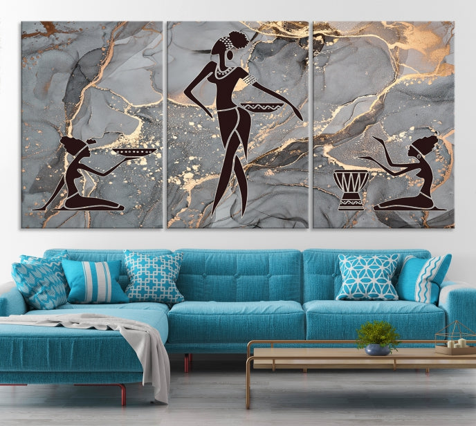 Abstract African Women Wall Art Canvas Print Framed Ready to Hang