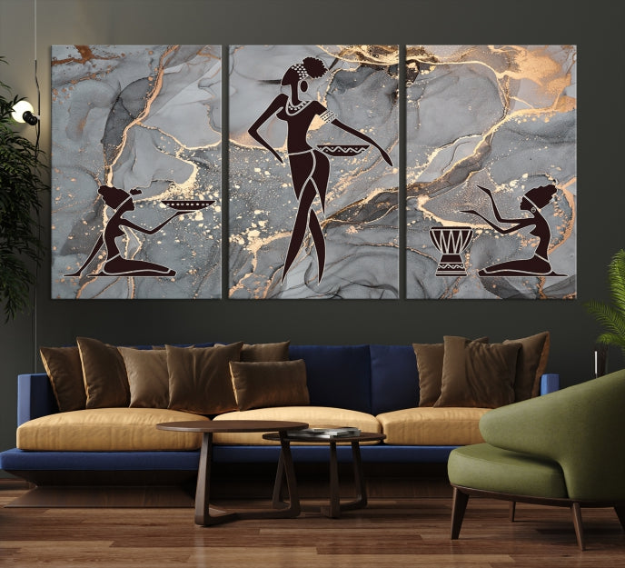 Abstract African Women Wall Art Canvas Print Framed Ready to Hang