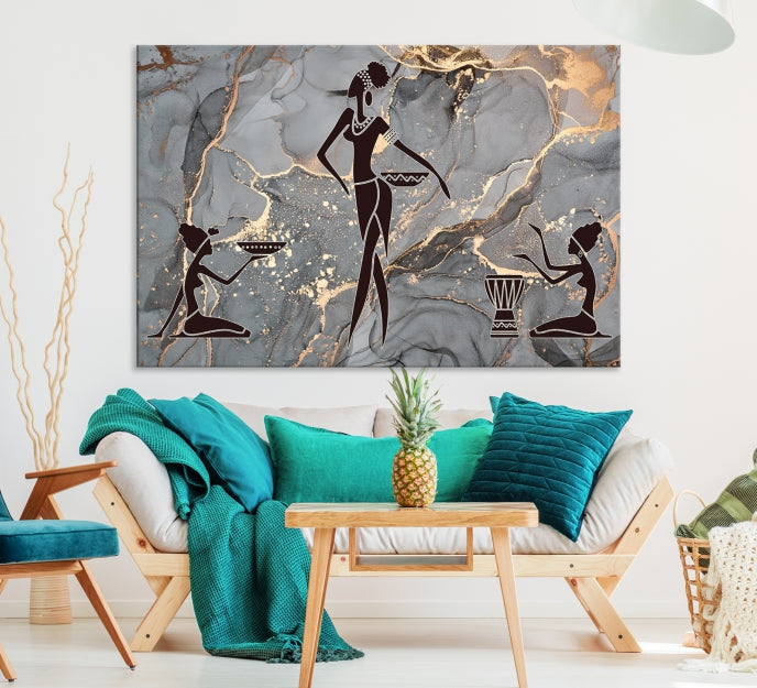 Abstract African Women Wall Art Canvas Print Framed Ready to Hang