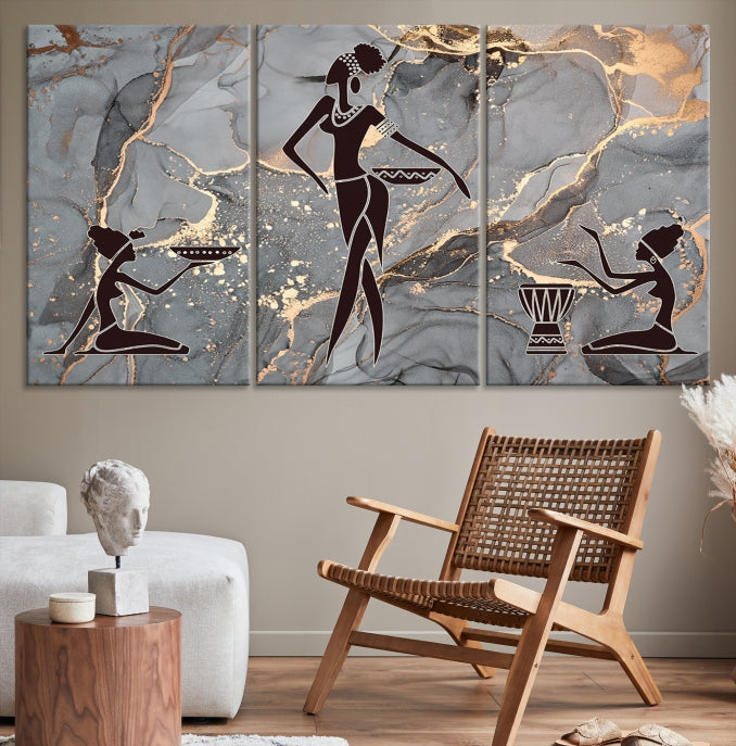 Abstract African Women Wall Art Canvas Print Framed Ready to Hang