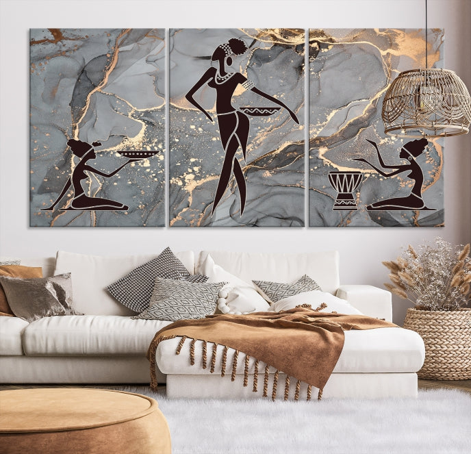 Abstract African Women Wall Art Canvas Print Framed Ready to Hang