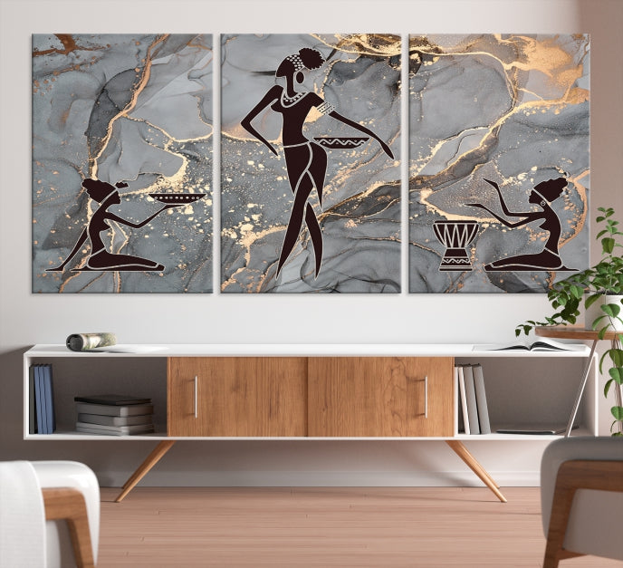 Abstract African Women Wall Art Canvas Print Framed Ready to Hang