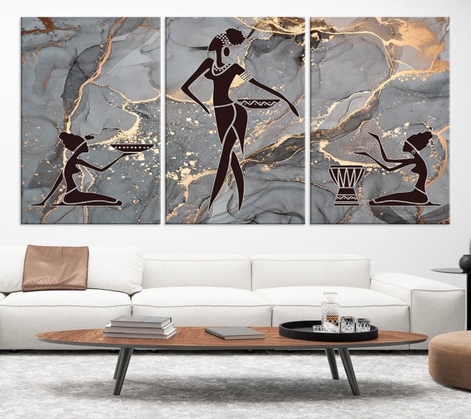 Abstract African Women Wall Art Canvas Print Framed Ready to Hang