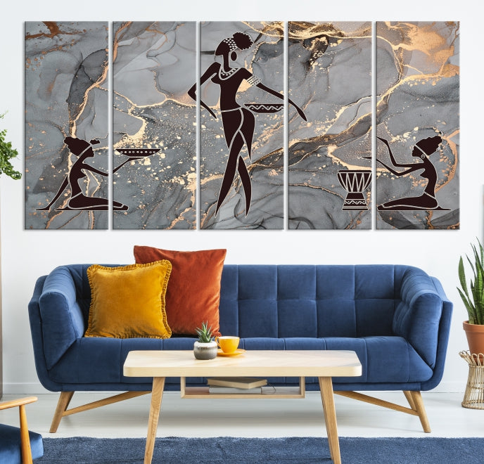 Abstract African Women Wall Art Canvas Print Framed Ready to Hang