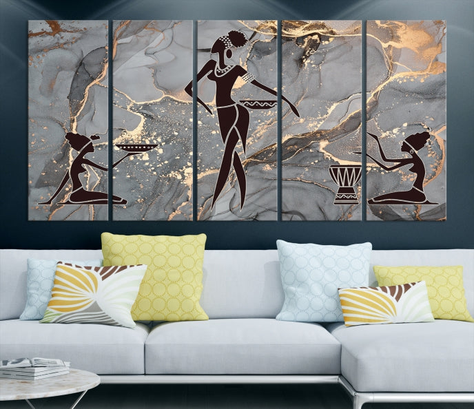 Abstract African Women Wall Art Canvas Print Framed Ready to Hang