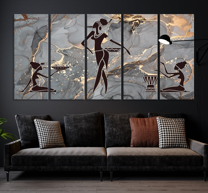 Abstract African Women Wall Art Canvas Print Framed Ready to Hang