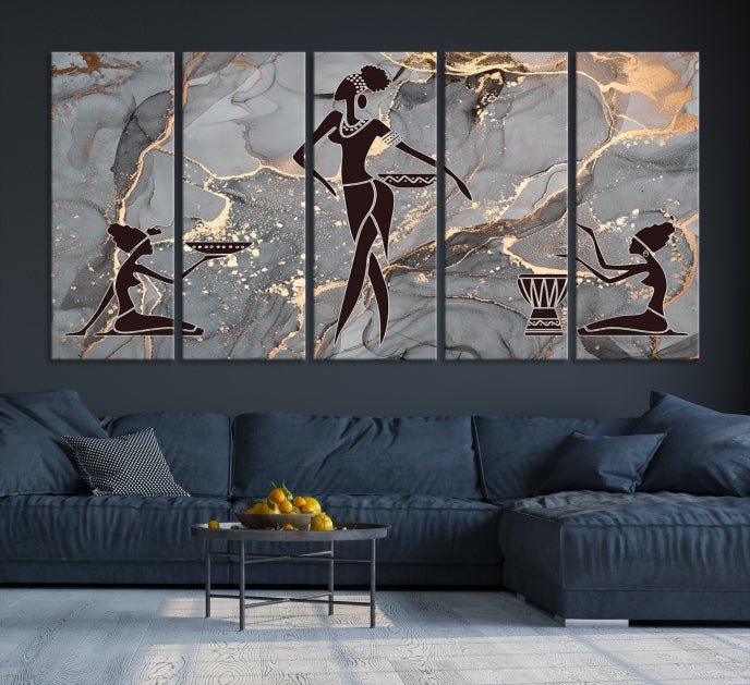 Abstract African Women Wall Art Canvas Print Framed Ready to Hang