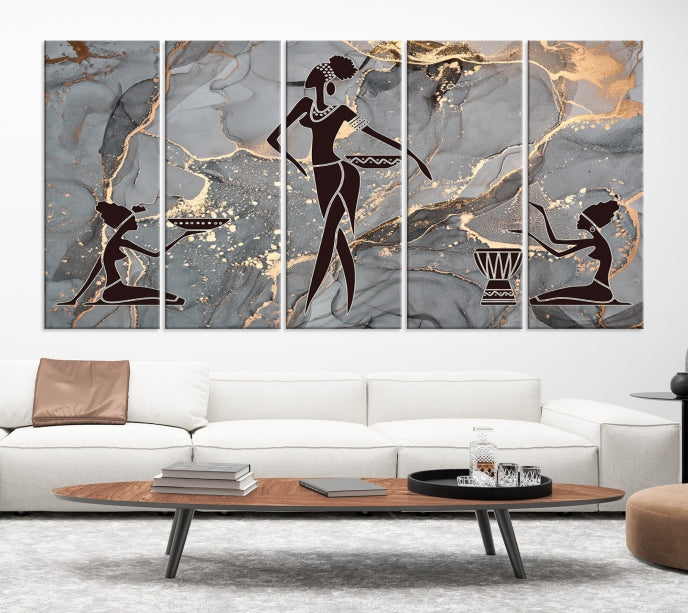 Abstract African Women Wall Art Canvas Print Framed Ready to Hang