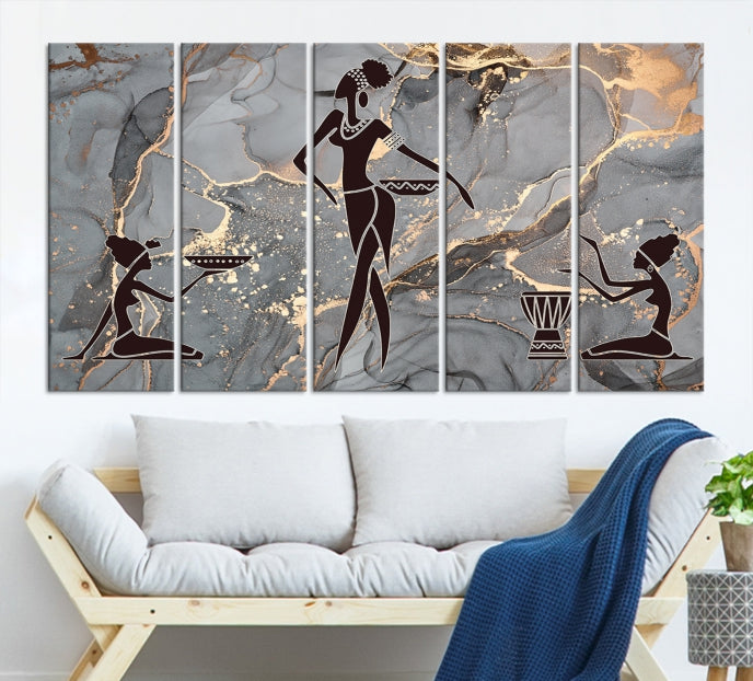 Abstract African Women Wall Art Canvas Print Framed Ready to Hang