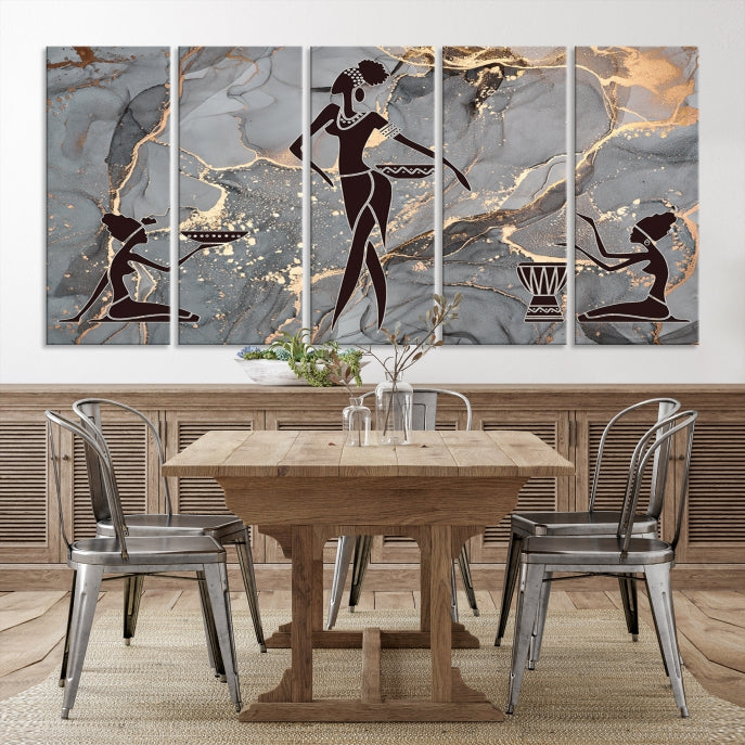 Abstract African Women Wall Art Canvas Print Framed Ready to Hang