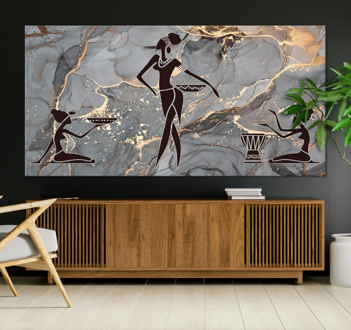 Abstract African Women Wall Art Canvas Print Framed Ready to Hang