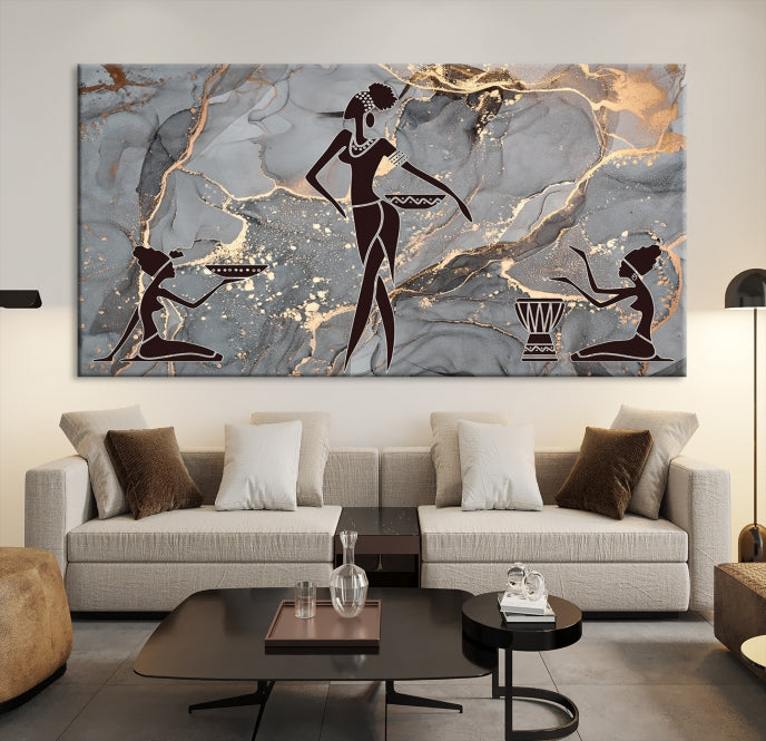 Abstract African Women Wall Art Canvas Print Framed Ready to Hang