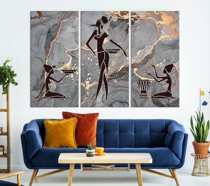 Abstract African Women Wall Art Canvas Print Framed Ready to Hang