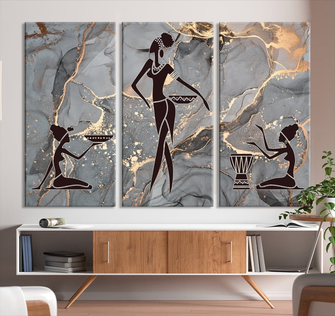 Abstract African Women Wall Art Canvas Print Framed Ready to Hang