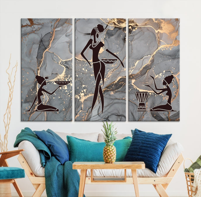 Abstract African Women Wall Art Canvas Print Framed Ready to Hang