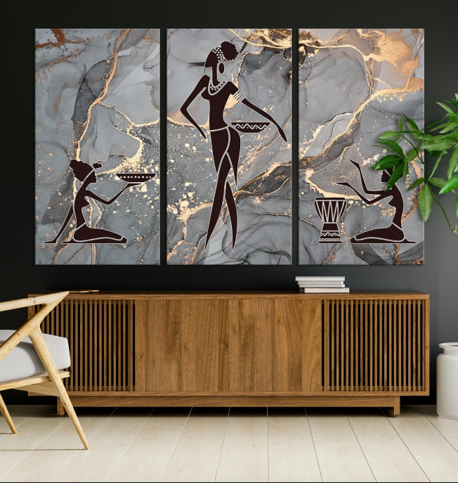 Abstract African Women Wall Art Canvas Print Framed Ready to Hang