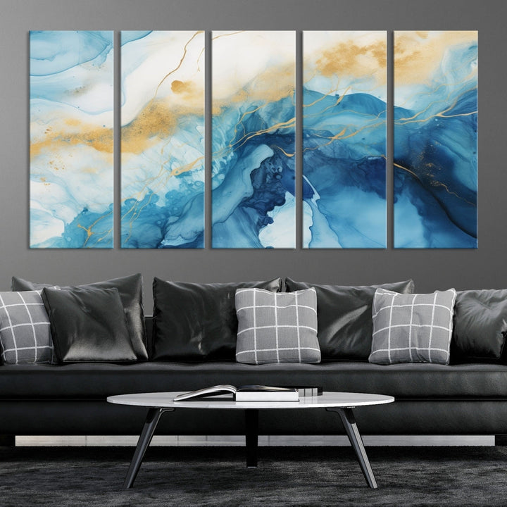 Abstract Blue Painting, Canvas Wall Art, Piece Wall Art, Large Canvas Print, Modern Artwork for Wall Decor