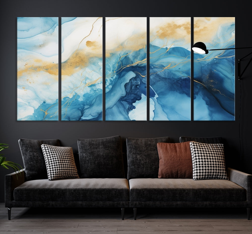 Abstract Blue Painting, Canvas Wall Art, Piece Wall Art, Large Canvas Print, Modern Artwork for Wall Decor